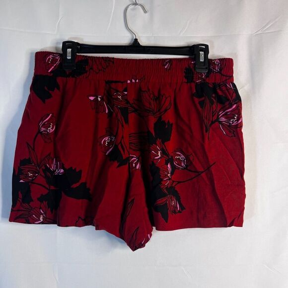 Apt 9 Red Floral Print Elastic Waist Soft Pull On Boho Shorts Size Medium - Picture 2 of 8